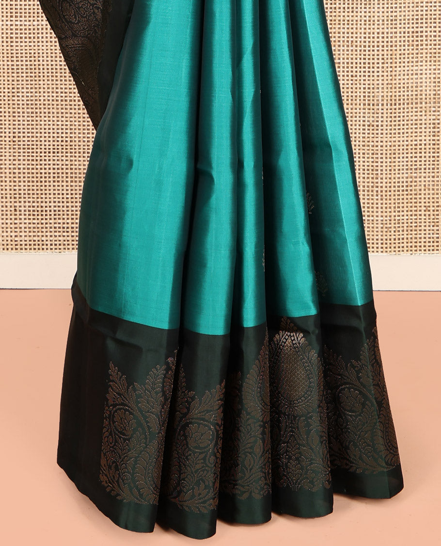 Blue Mayuri Lite Silk Mix Saree, Beautified with Zari Buttas, Complemented by Contrast Intricate Border, Grand Pallu and a Contrast Blouse