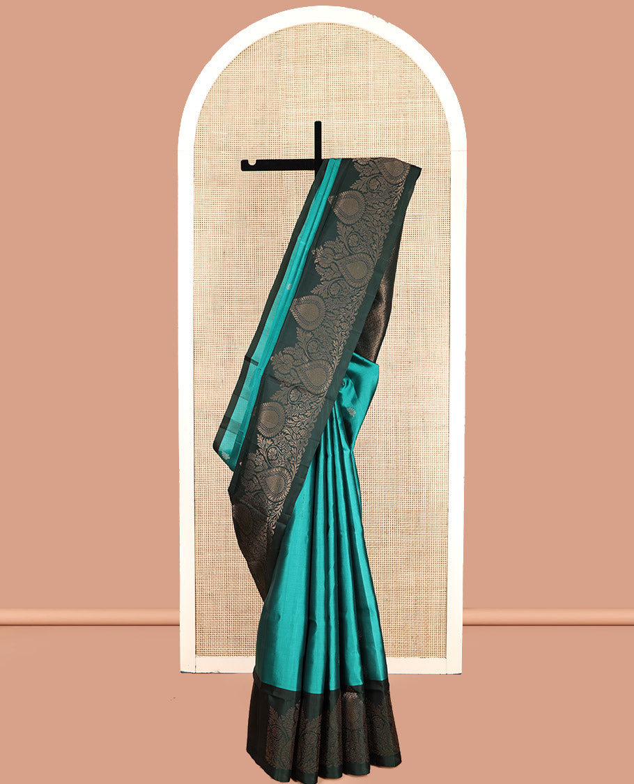 Blue Mayuri Lite Silk Mix Saree, Beautified with Zari Buttas, Complemented by Contrast Intricate Border, Grand Pallu and a Contrast Blouse