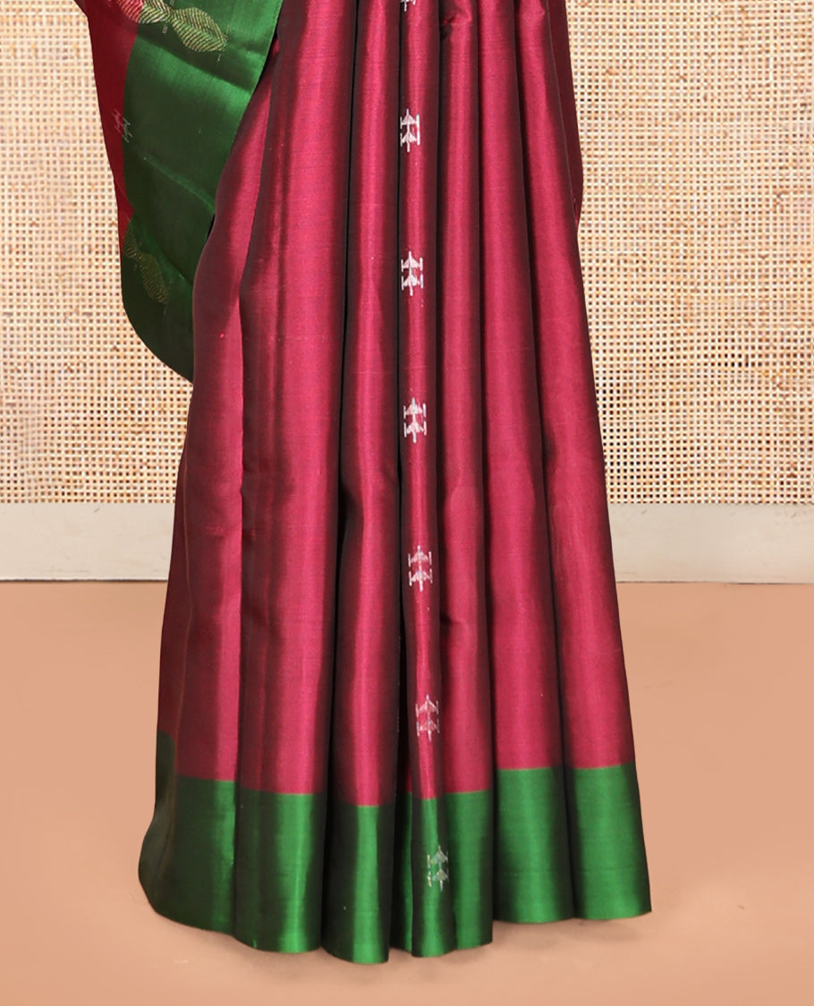 Red Scallop Design Mayuri Lite Silk Mix Saree