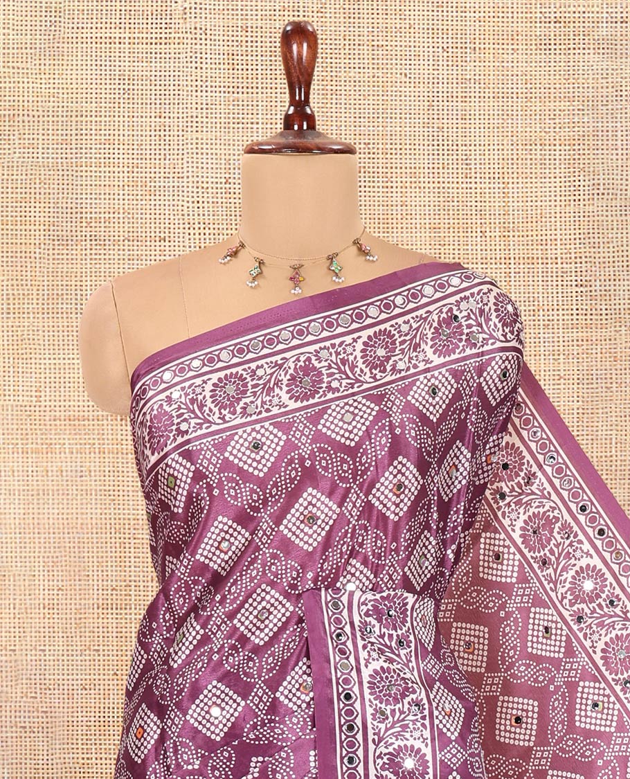 Purple Crepe Saree