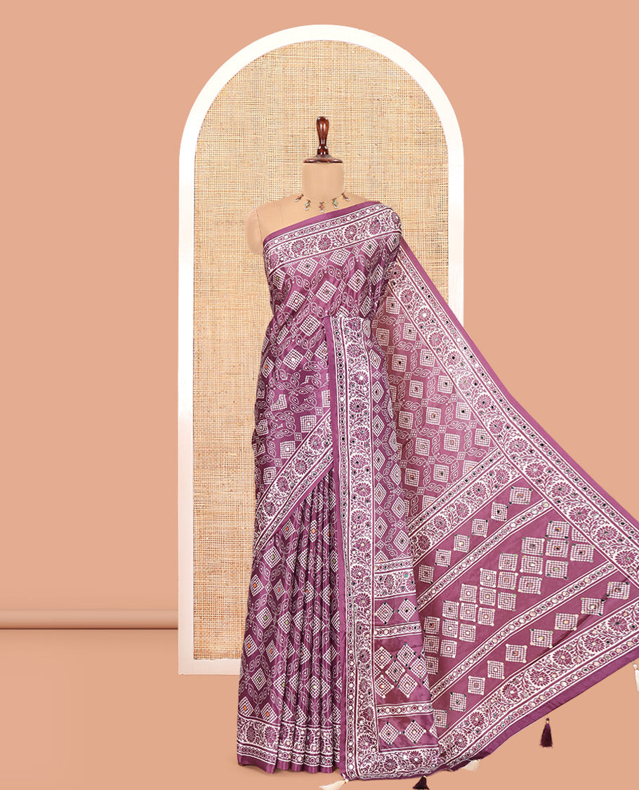 Purple Crepe Saree