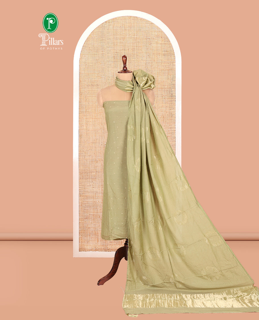 Green Mul Chanderi Tissue Material Chudidar Set
