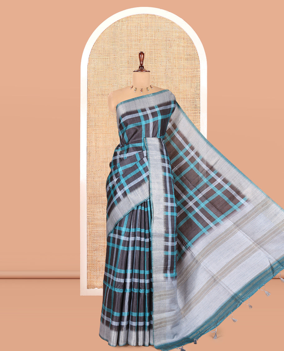 Peacock Blue Classic Fancy Tussar Silk Saree