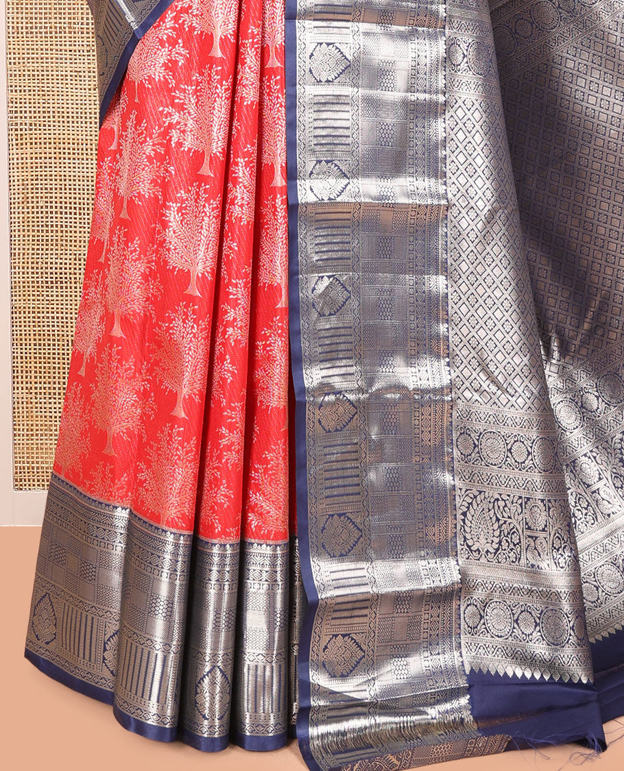 Red-Navy Blue Budget Silk Saree