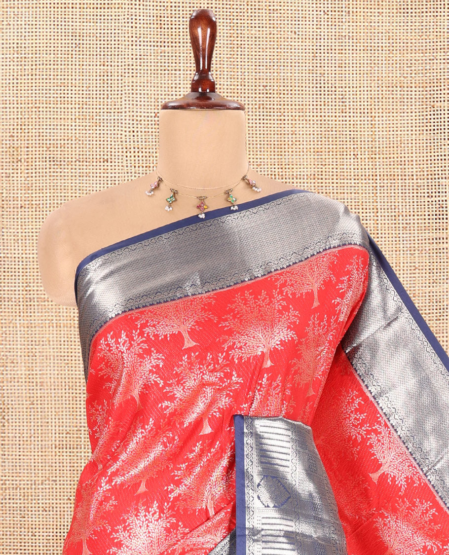 Red-Navy Blue Budget Silk Saree