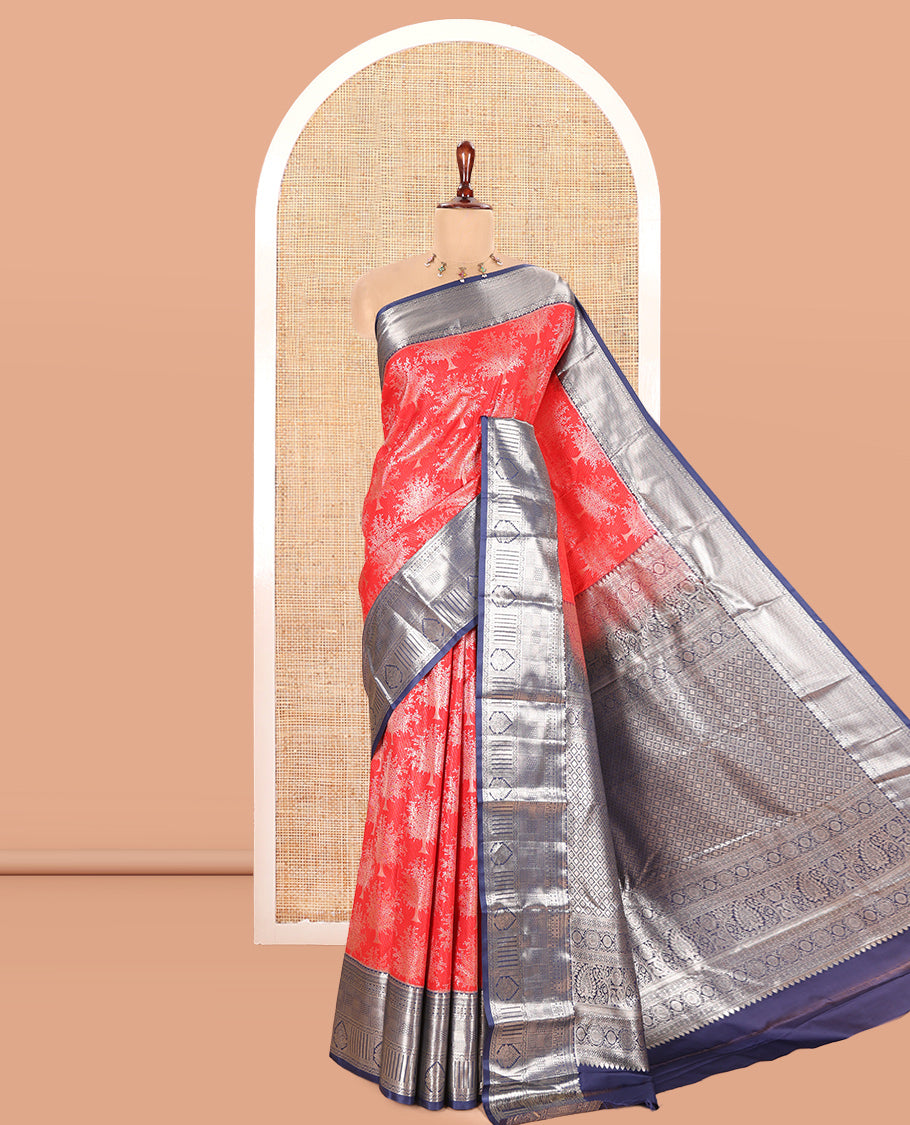 Red-Navy Blue Budget Silk Saree