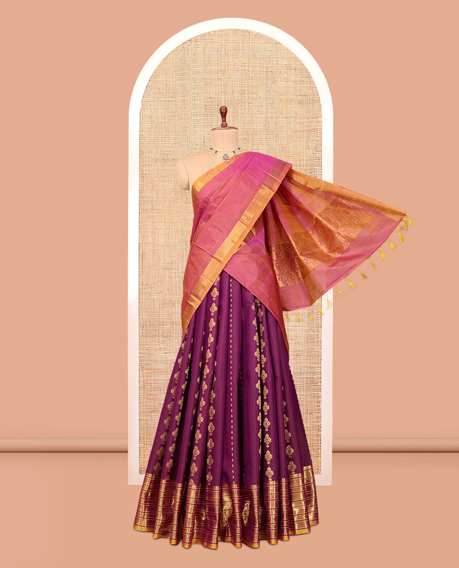 Purple Pure-Silk Half-Saree