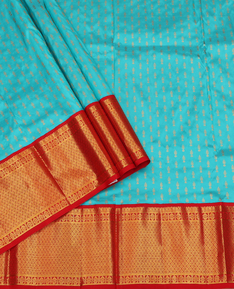 Blue Pure-Silk Half-Saree