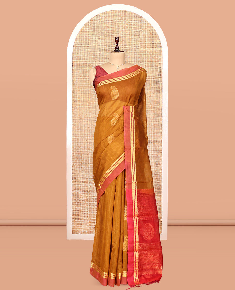 Mustard Silk Cotton Saree