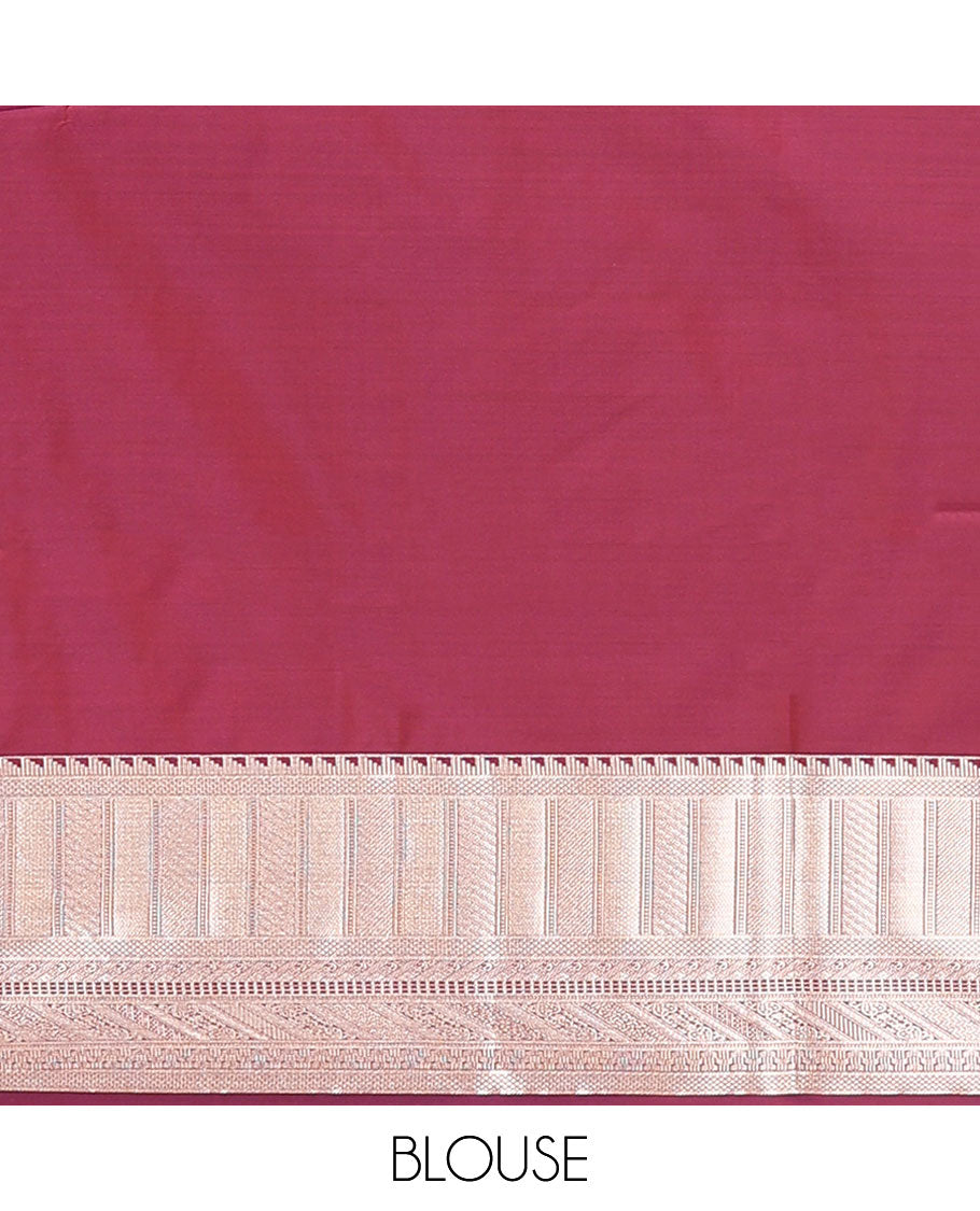 Orange zari buttas soft silk saree, contrast traditional zari design border, and pallu of intricate designs