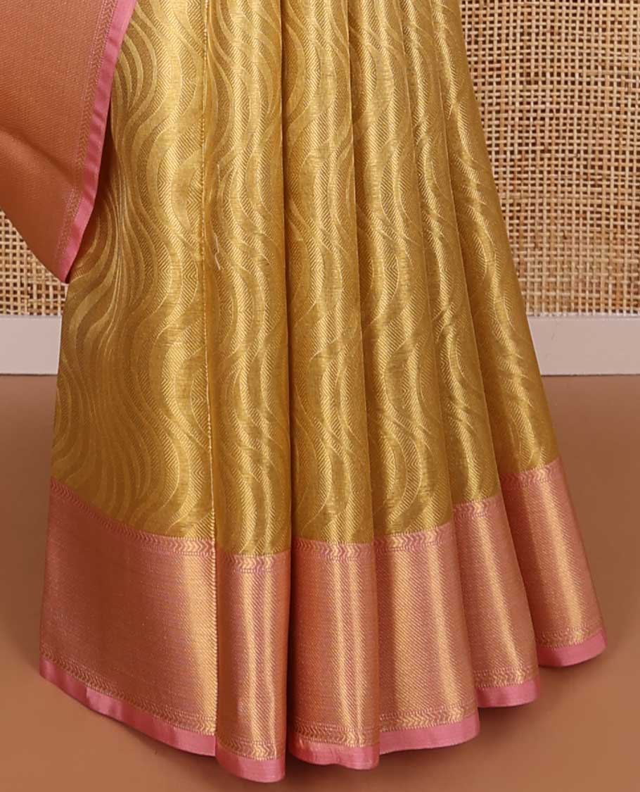 Sandal wave design tissue saree with contrast intricate zari design border & zari design pallu