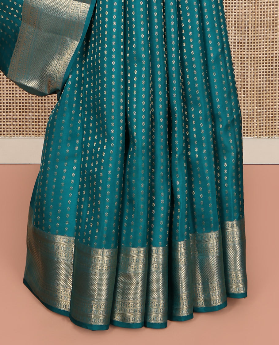 Blue Vasundhara Lite Silk Mix Saree, Embellished with Zari Buttas All Over Its Body, Highlighted by a Zari Border of Rettai Neli, Poun, Banaras, Manga, and Mayil Kann Designs, Grand Pallu, and Paired with a Matching Blouse