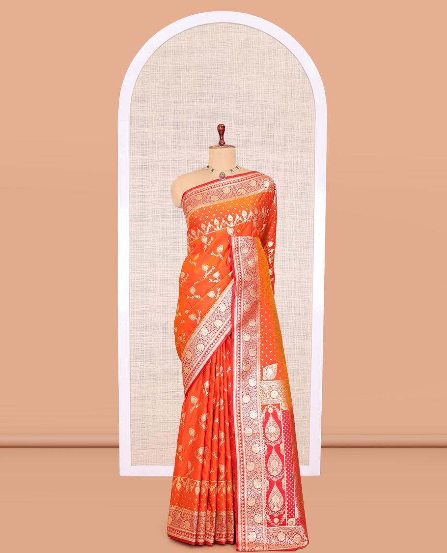 Orange Banaras Nylon Saree