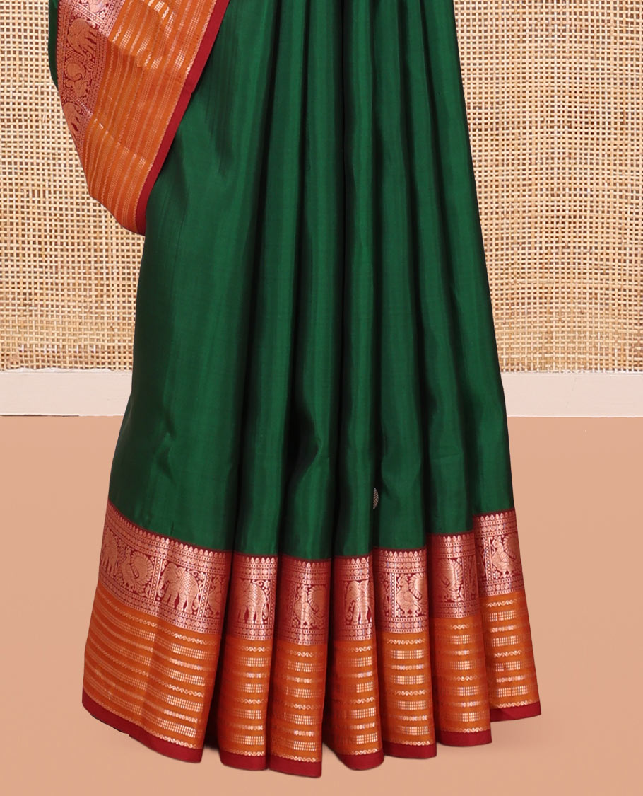 Green-Maroon-Mustard Vasundhara Lite Silk Mix Saree
