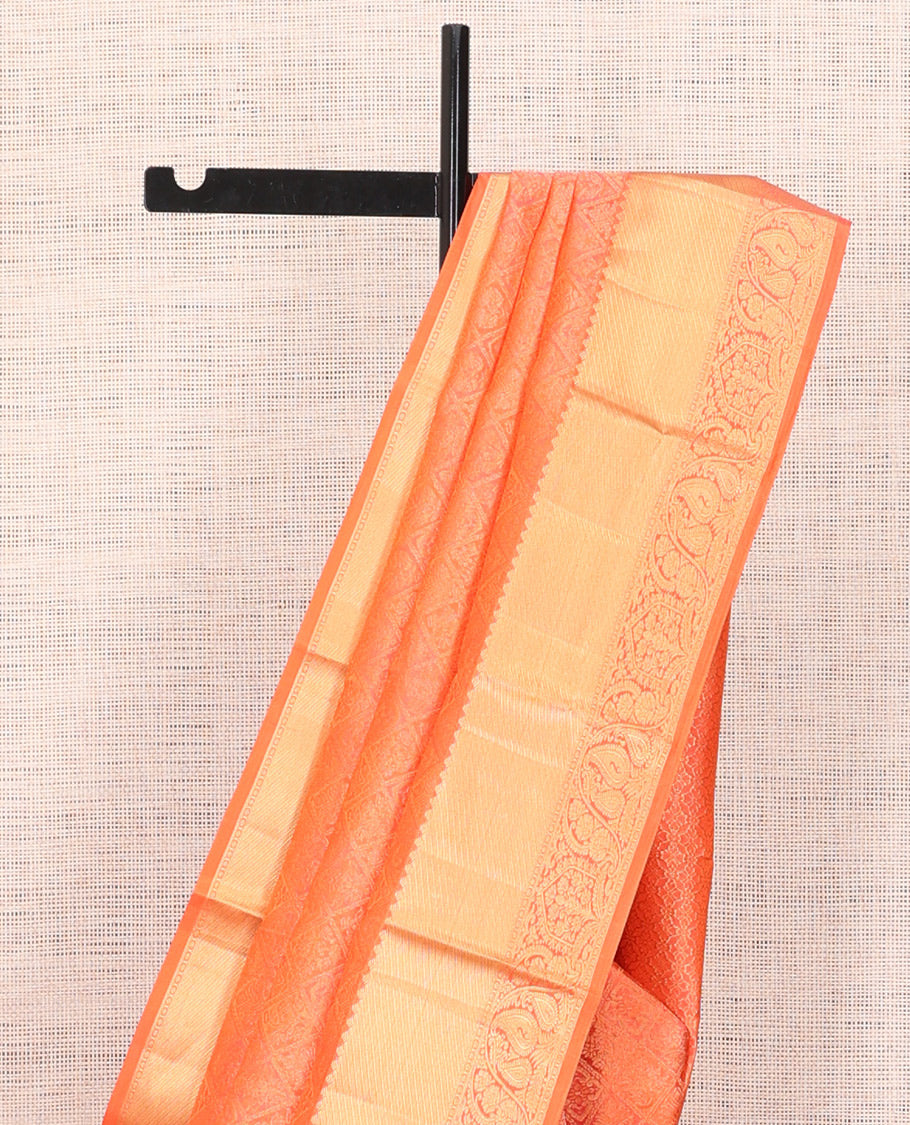 Orange Jacquard Kanchipuram Wedding Silk Saree