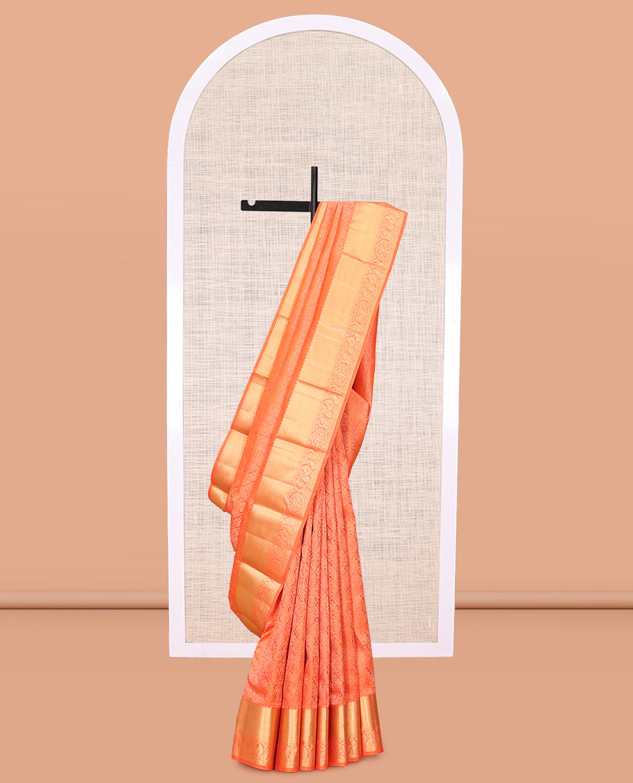 Orange Jacquard Kanchipuram Wedding Silk Saree