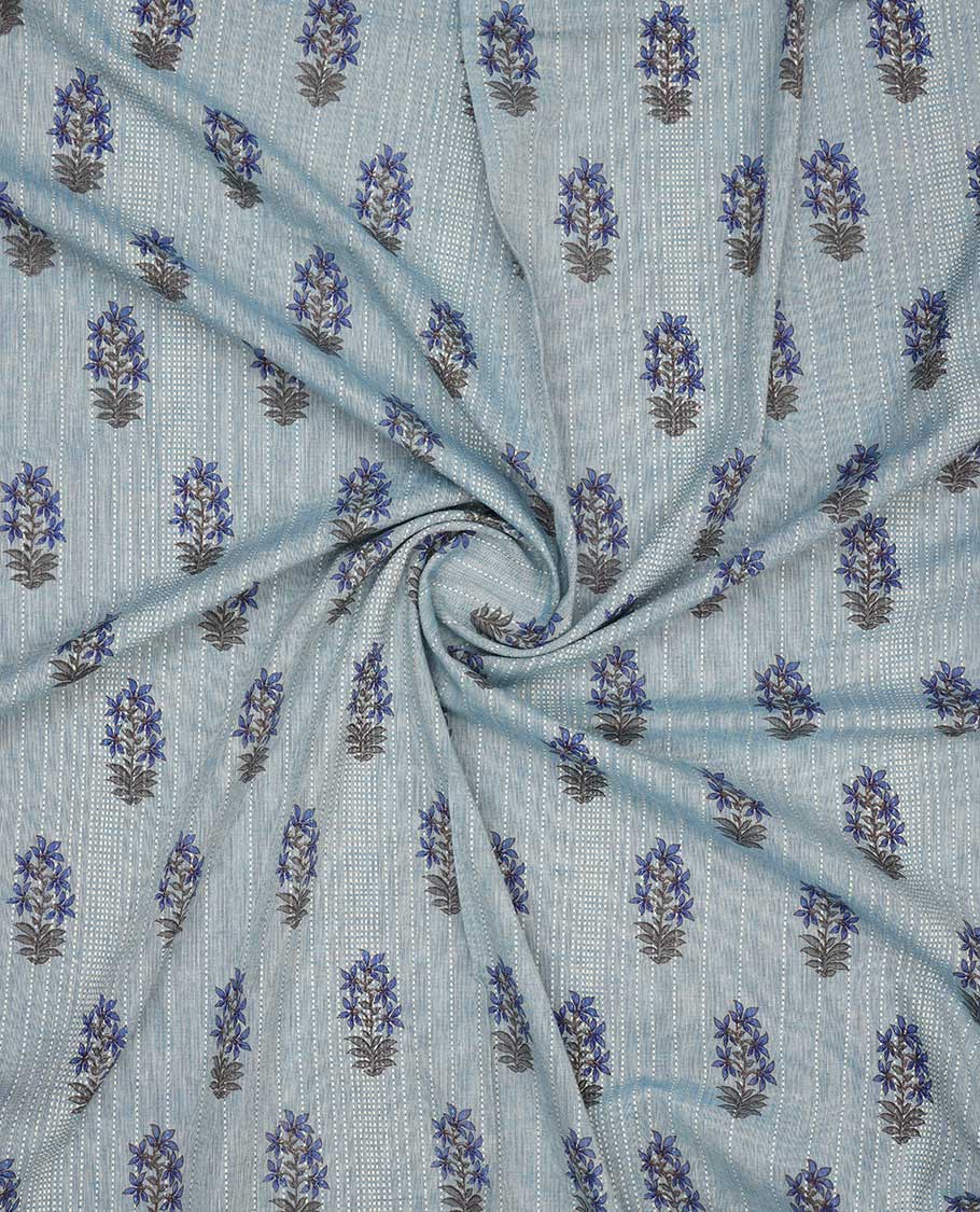 Pastel blue floral motifs printed cotton multi-use material