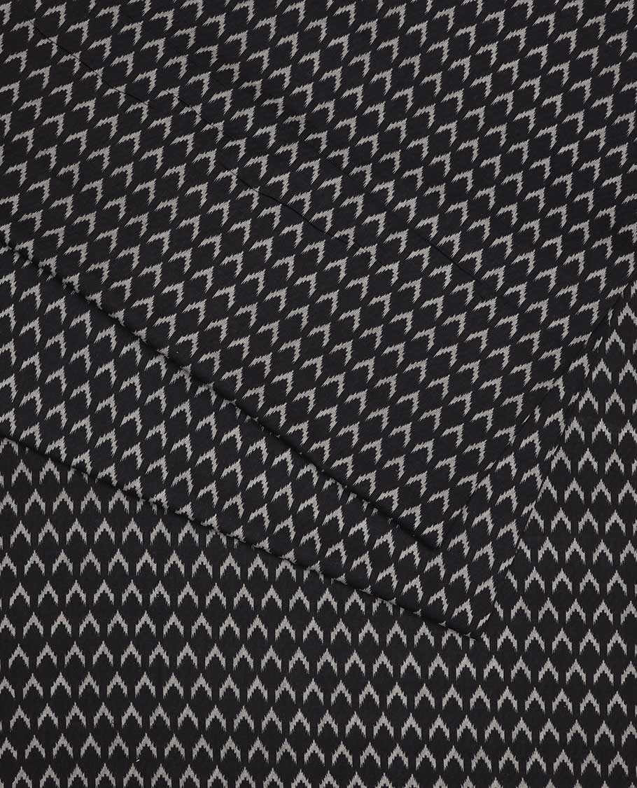 Black ikkat-style motifs printed cotton multi-use material