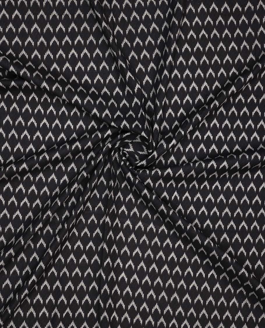 Black ikkat-style motifs printed cotton multi-use material