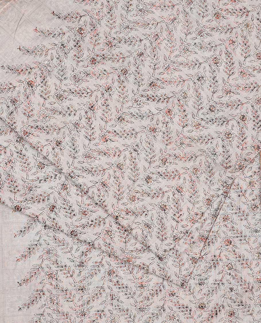 Buttercream floral vine design printed cotton multi-use material