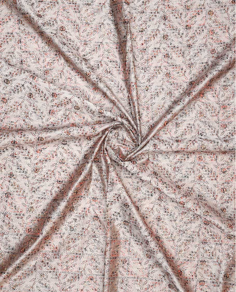 Buttercream floral vine design printed cotton multi-use material