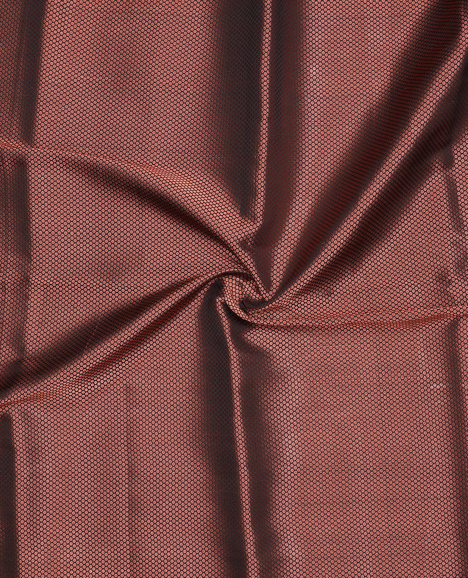 Black semi-raw silk multi-use material with all-over tiny zari polka dots