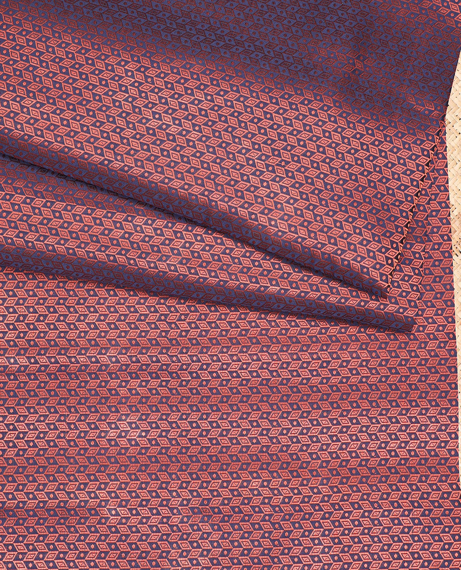 Berry blue semi-raw-silk zari jacquard multi-use material, perfect for ethnic blouse,skirt,kurti,crop top,sherwani, etc