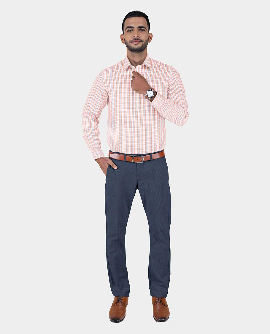 Arvind men's material set combo features 2 multi-colour checked cotton shirts & 2 contrast polyester viscose pants