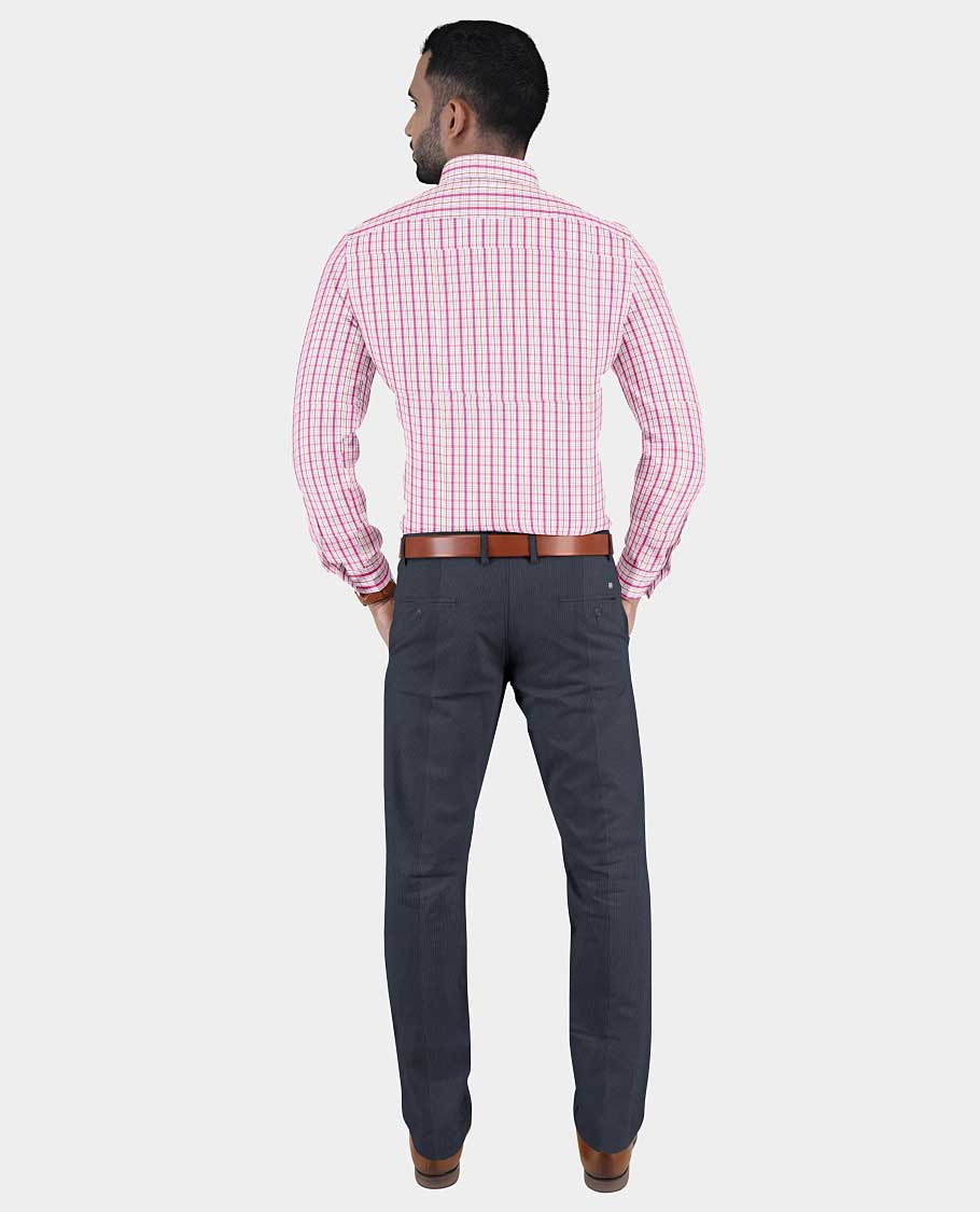 Arvind men's material set combo features 2 multi-colour checked cotton shirts & 2 contrast polyester viscose pants