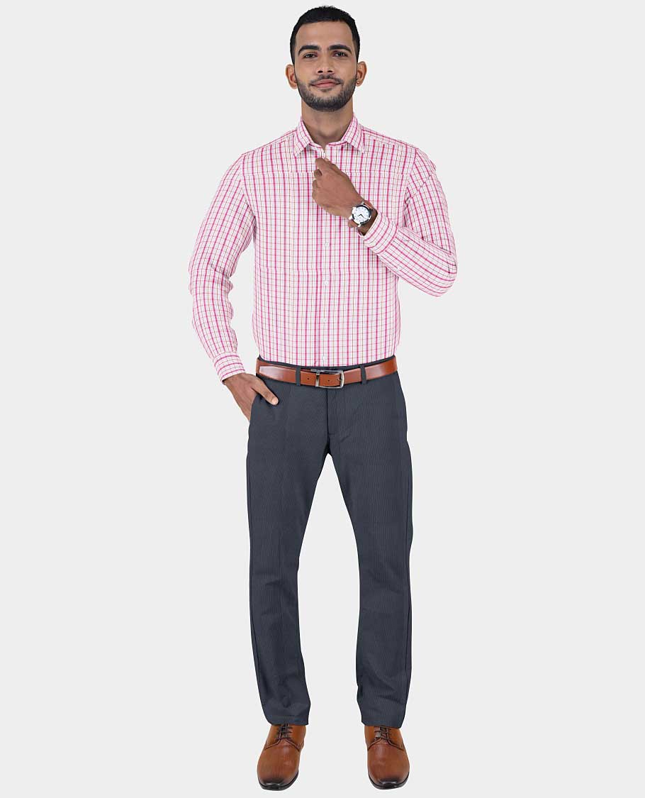 Arvind men's material set combo features 2 multi-colour checked cotton shirts & 2 contrast polyester viscose pants
