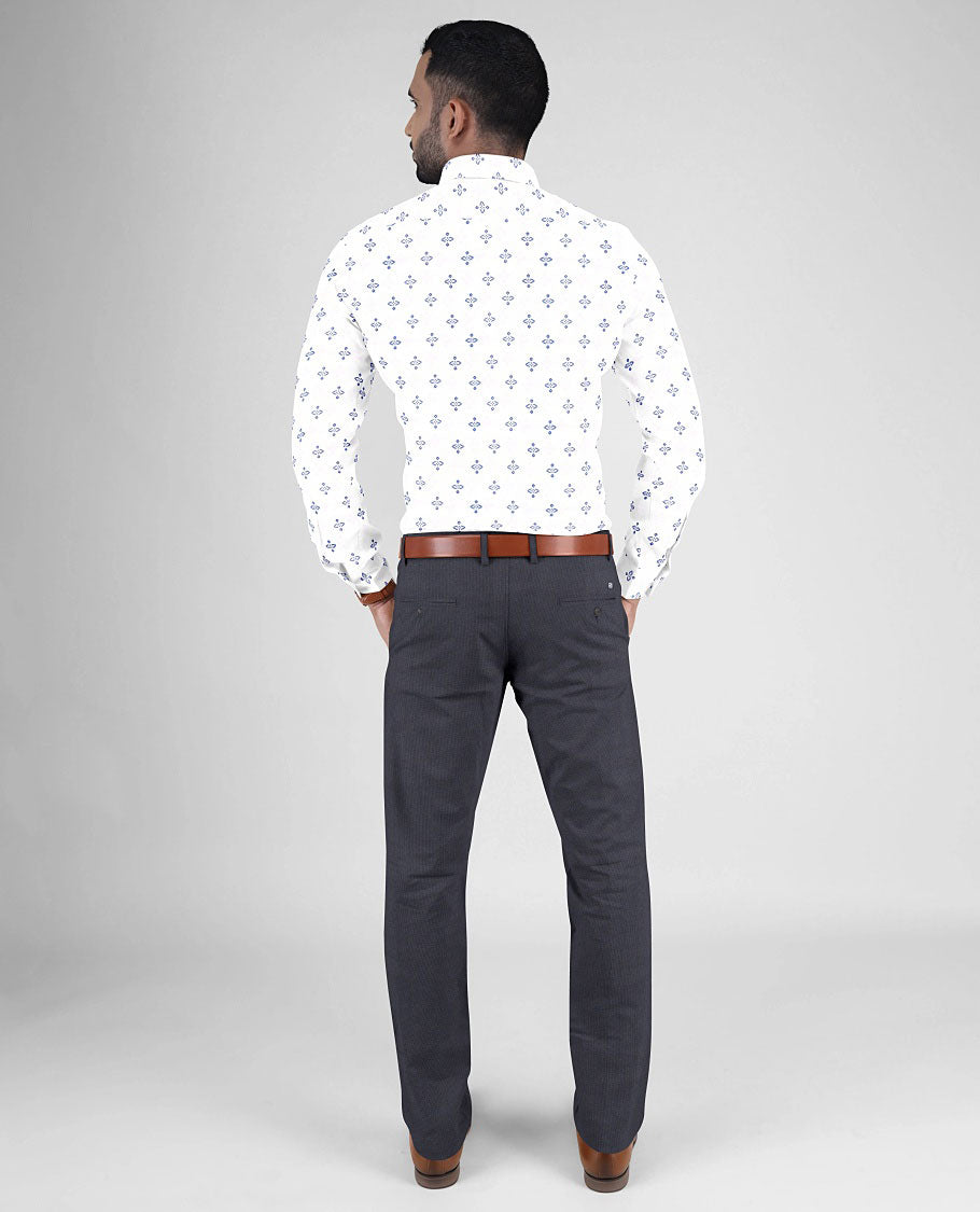 Arvind men's material set features unique motifs & floral printed cotton shirts & 2 contrast polyester viscose pants