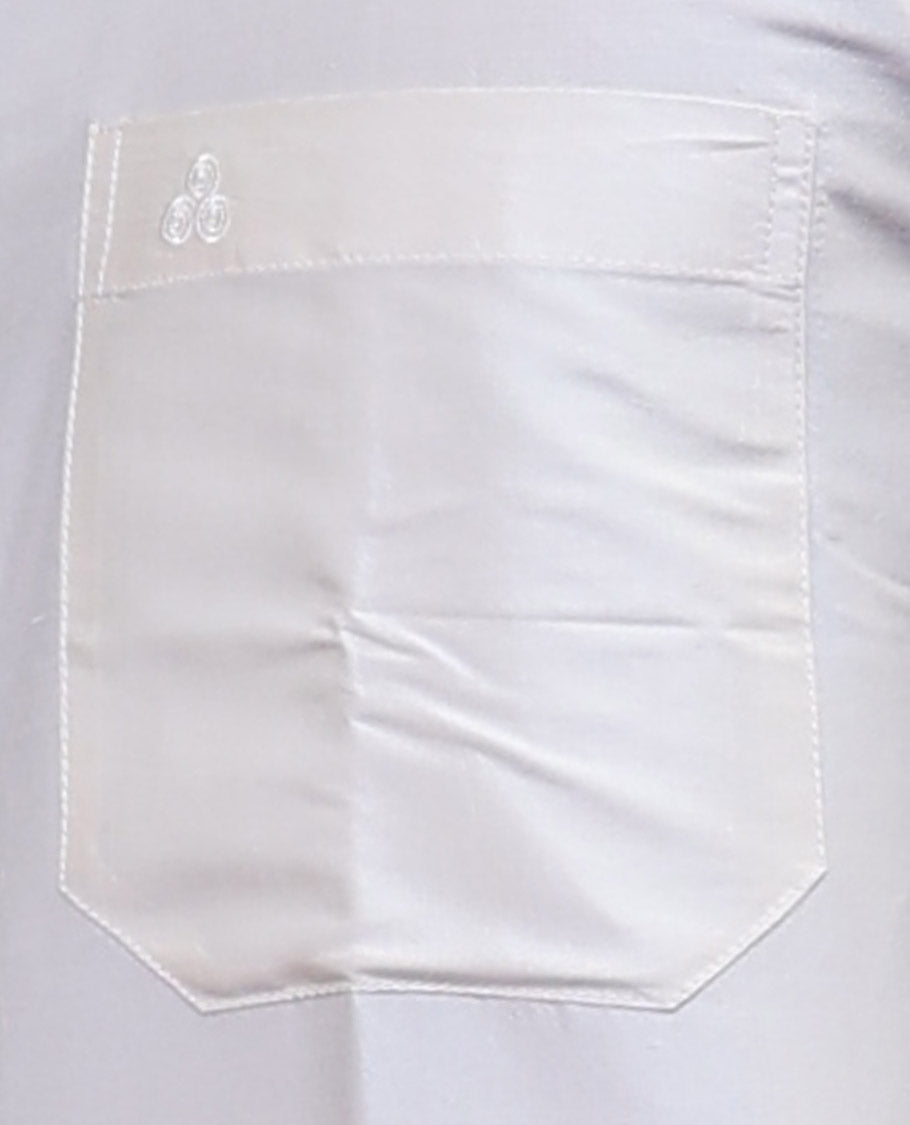 Cream plain design half-sleeve pure-silk shirt