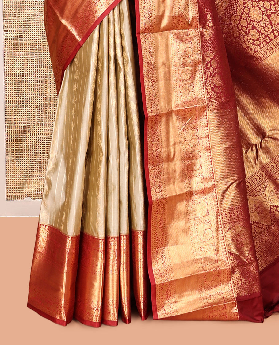 Pale Brown Zari Buttas Gift Saree