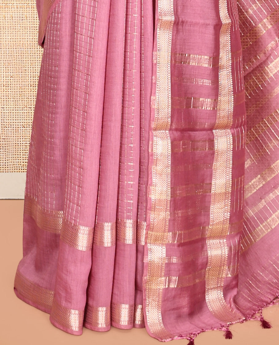 Rosewood Pink Assam Silk Saree