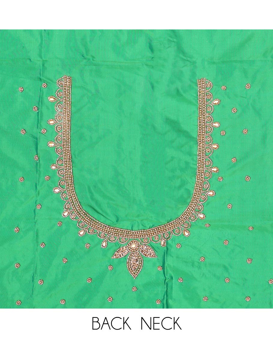 Green peacock aari embroidered material blouse