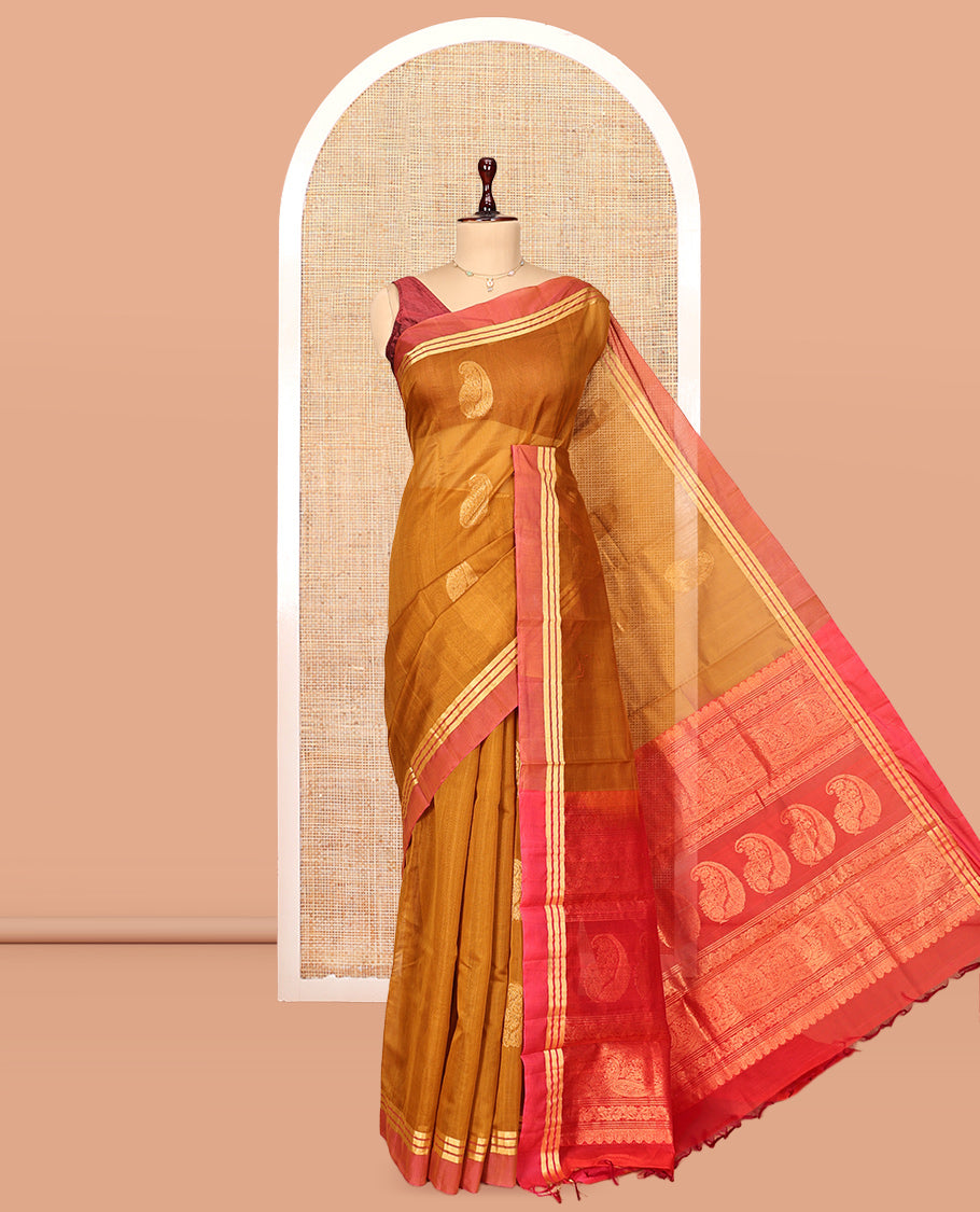 Mustard Silk Cotton Saree