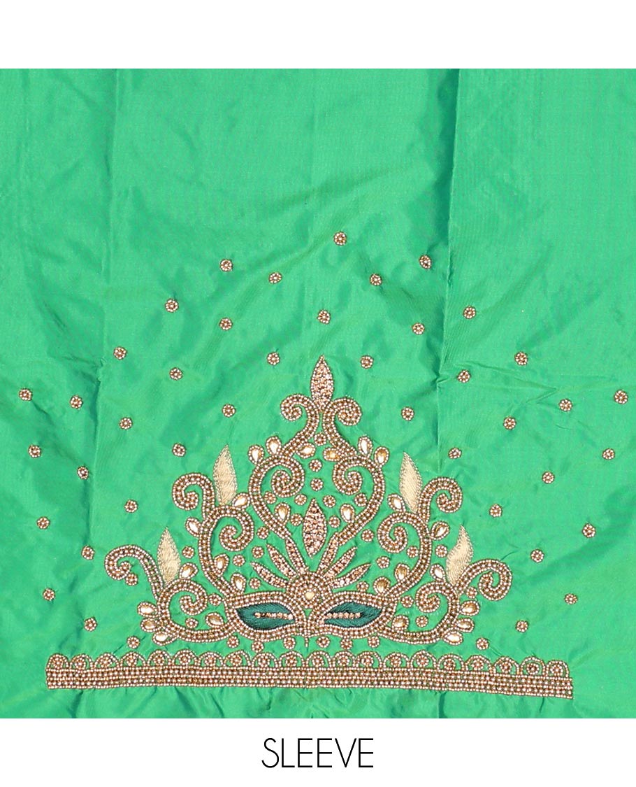 Green peacock aari embroidered material blouse