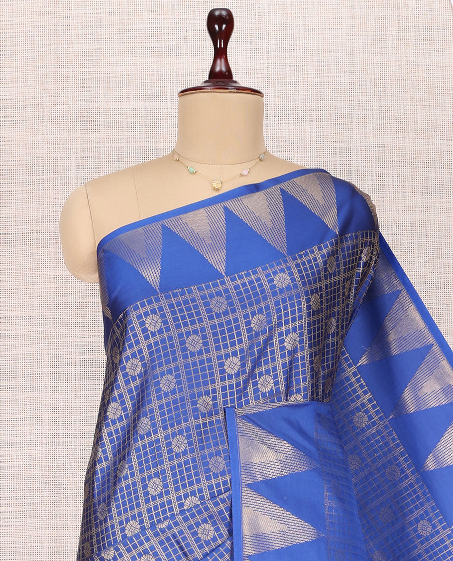 Blue Chevron Stripe Budget Silk Saree