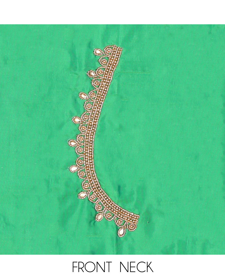 Green peacock aari embroidered material blouse