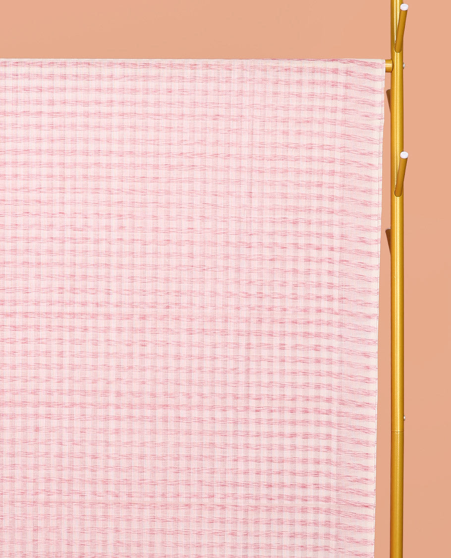 Borderless Pale Pink Checked Chirala Cotton Saree, a Self-Pallu, and a Matching Blouse