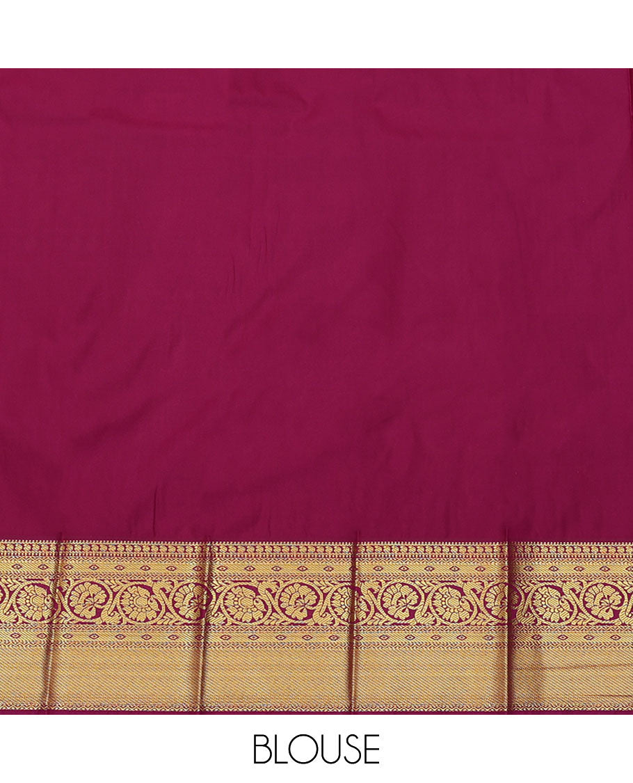 Blue Budget Silk Saree, Embellished with Zari Buttas and Stripes All Over Its Body, Complemented by a Contrast Traditional Zari Design Border, Grand Pallu, and Paired with a Contrast Blouse