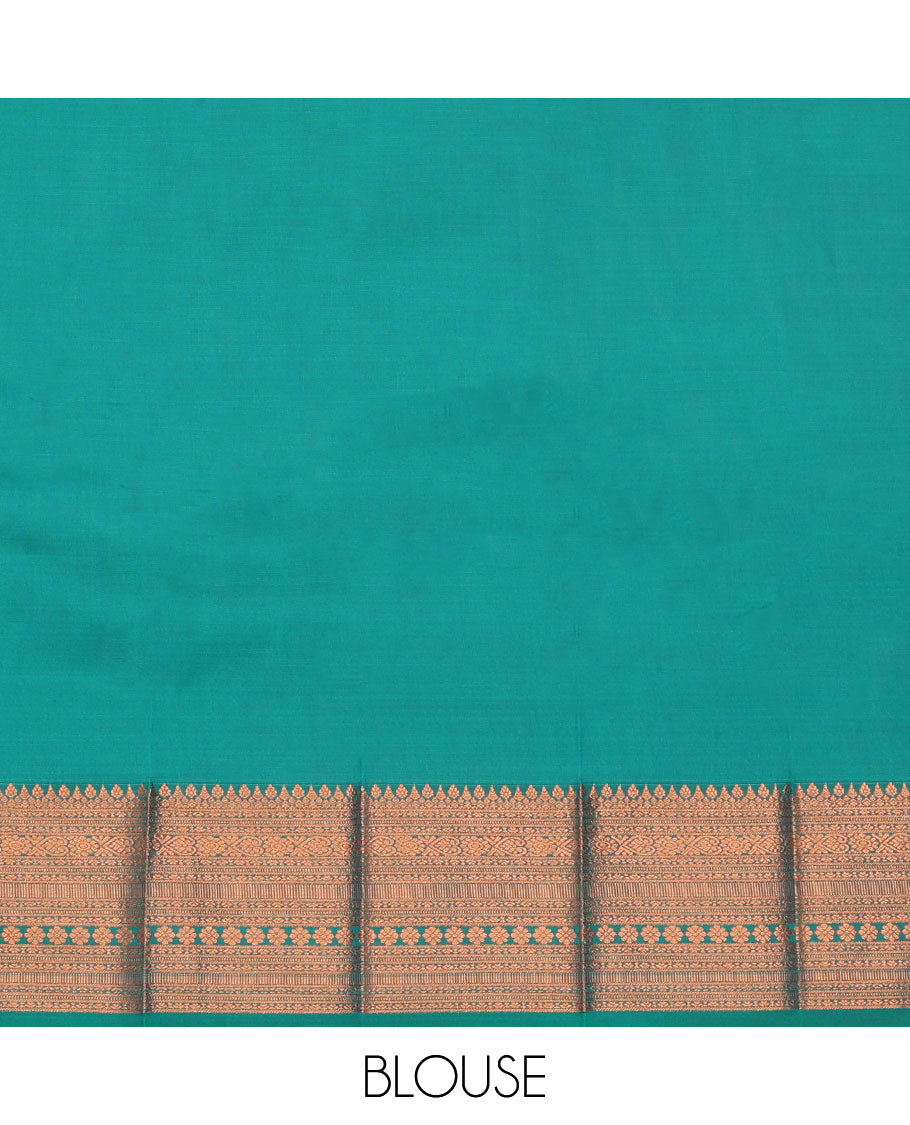 Green Budget Silk Saree, Gleamed Up with Zari Buttas and Checks All Over Its Body, Highlighted by a Traditional Zari Design Border, Grand Pallu, and Paired with a Matching Blouse