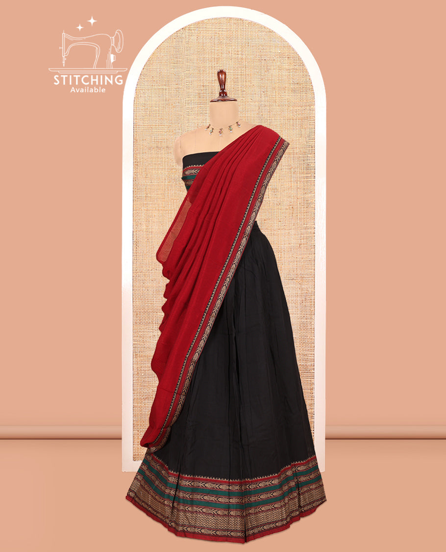 Black Mercerised Cotton Half-Saree