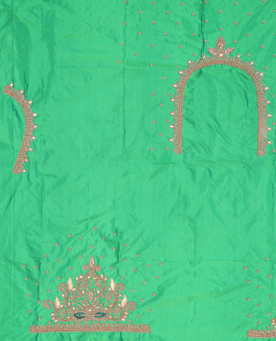 Green peacock aari embroidered material blouse