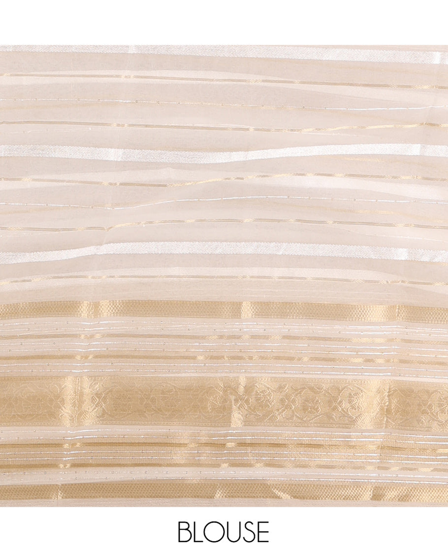 Off-White Semi-Organza Saree