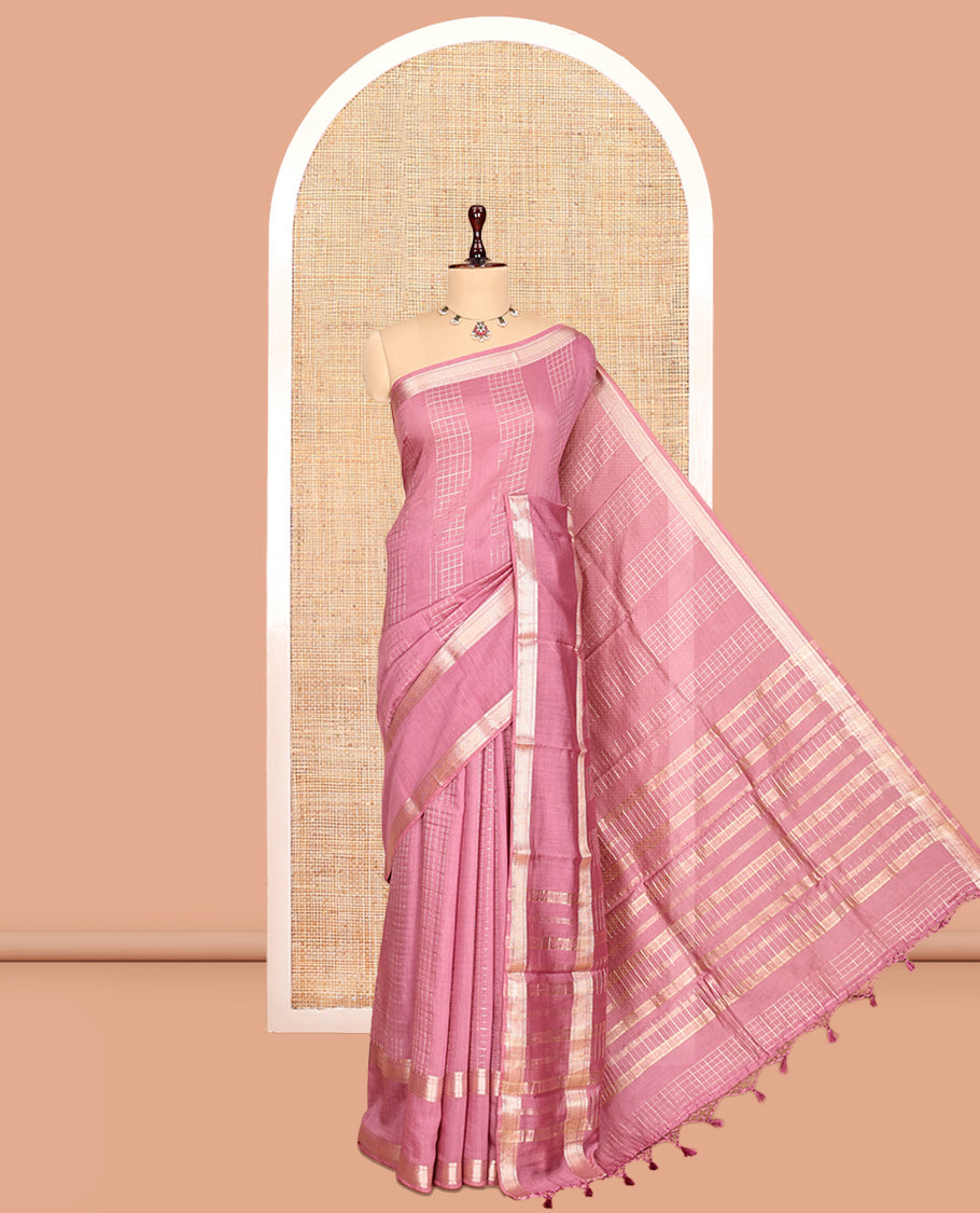 Rosewood Pink Assam Silk Saree