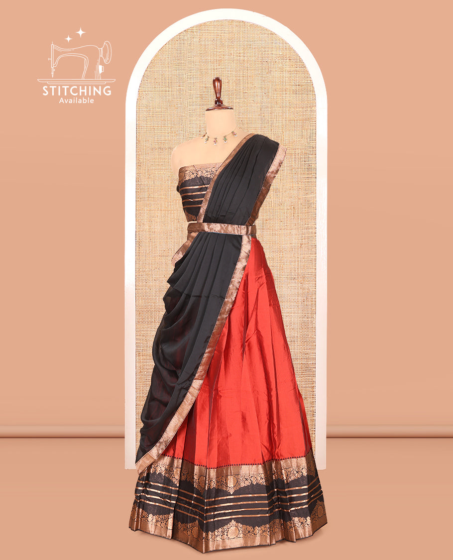 Rust Semi-Silk Half-Saree