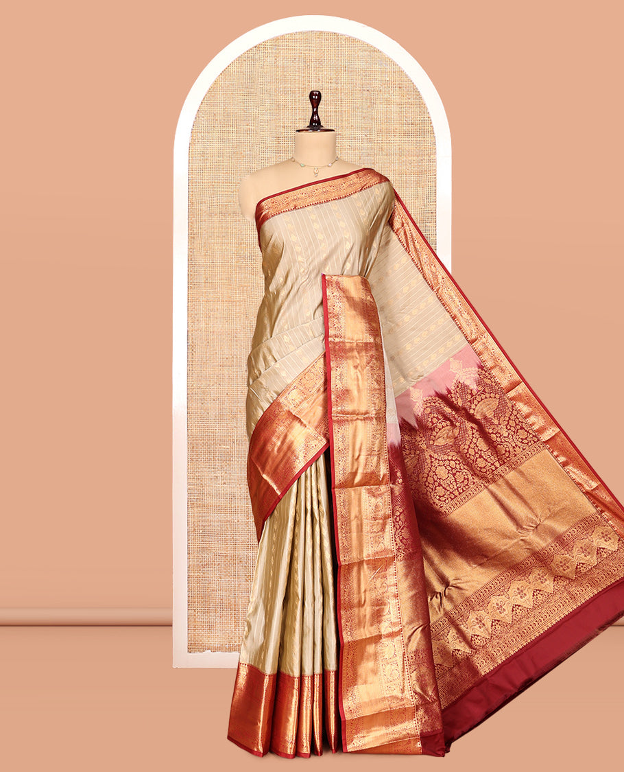 Pale Brown Zari Buttas Gift Saree