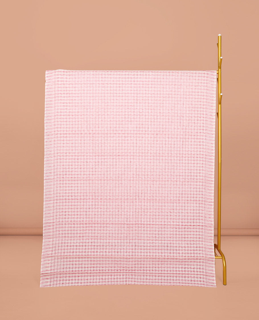 Borderless Pale Pink Checked Chirala Cotton Saree, a Self-Pallu, and a Matching Blouse