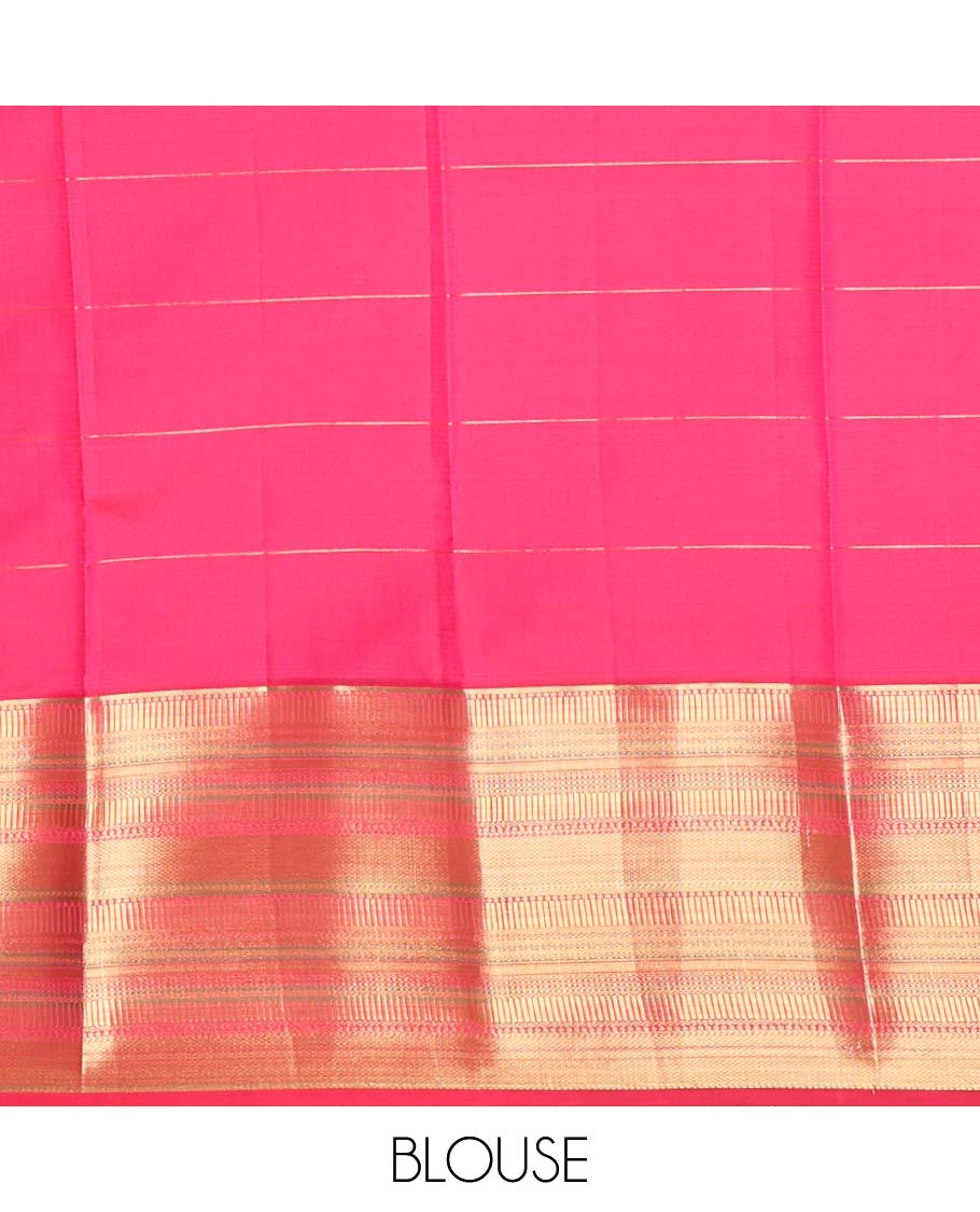 Cream checked, buttas vasundhara elite silk saree with contrast zari design border & checked zari design pallu